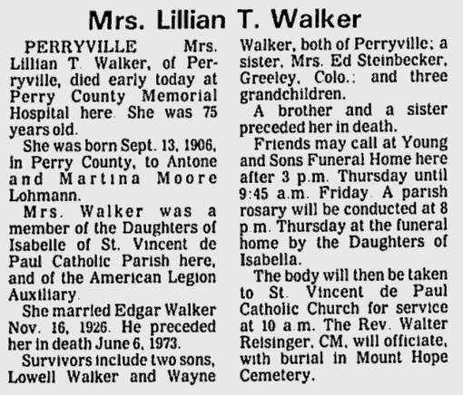 Walker, Lillian T. (nee Lohmann)